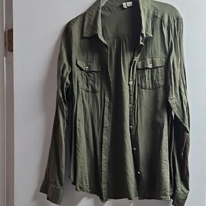 Japna Olive Green Button Down Shirt